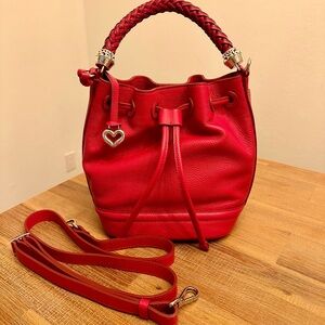 Brighton Belitta Red Leather Shoulder Bag with Heart Charm